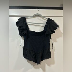 Free People Elegant Black Ruffled Women's Top